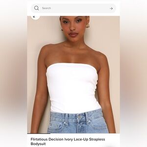 Flirtatious Decision Ivory Lace-Up Strapless Bodysuit